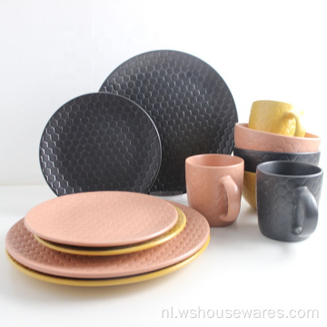 Hot Koop Luxe Emboss Aangepaste Porseleinen Servies Set